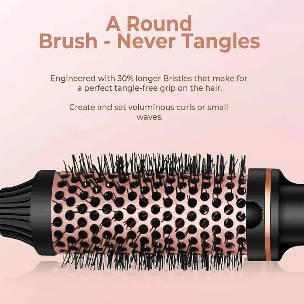3 in 1 Hair Curler Straightener Brush Ceramic Thermal Curling Iron Volumizing Comb with Double PTC Heater, Professional Heated Styling Tool