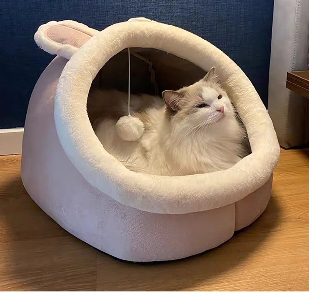 Deep Sleep Bed Cartoon Foldable Pet Cave, Removable Washable Sleeping Mat for Cats and Small Dogs