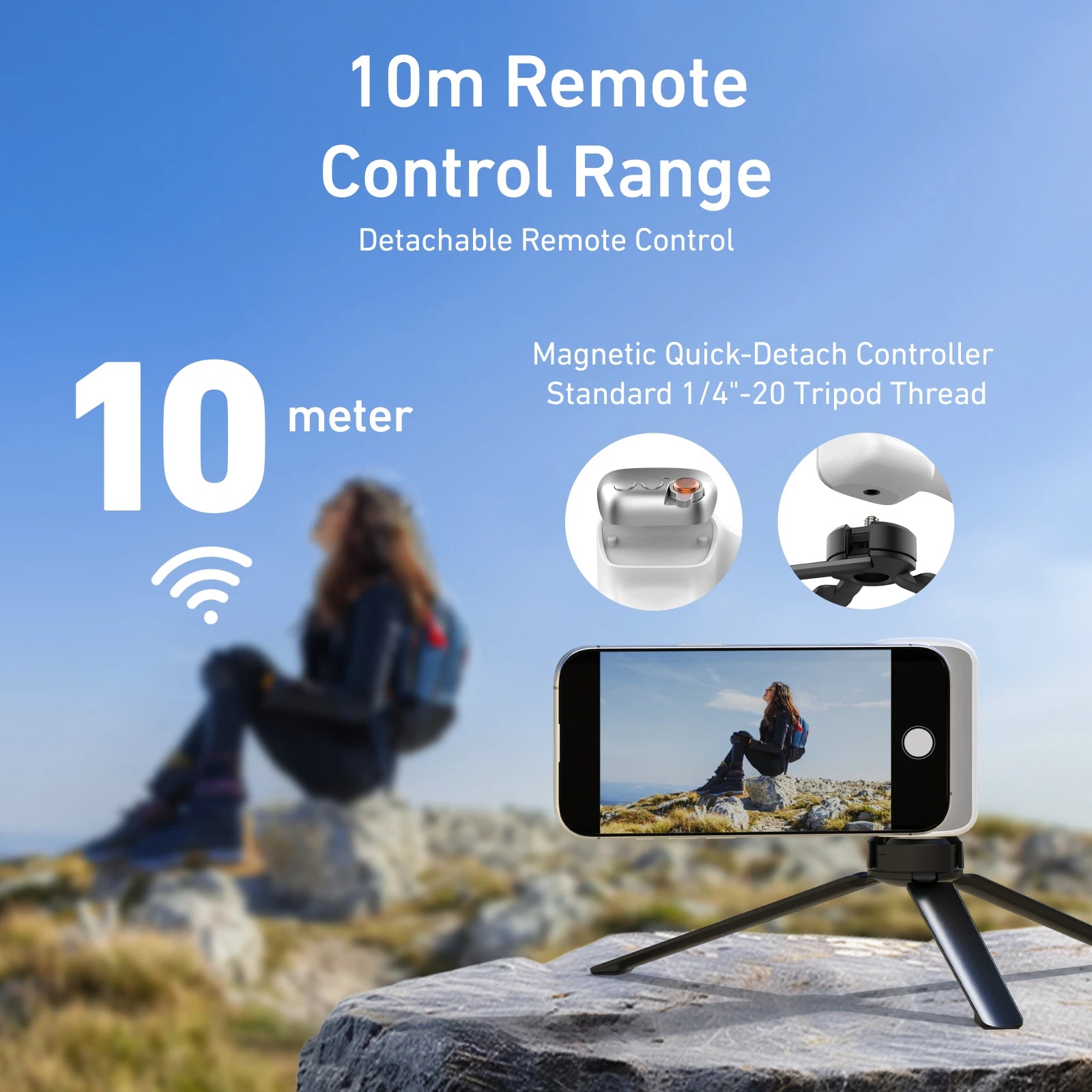 TELESIN Camera Grip Magnetic Phone Holder with Shooting Aid and Remote Control for iPhone and Android Devices