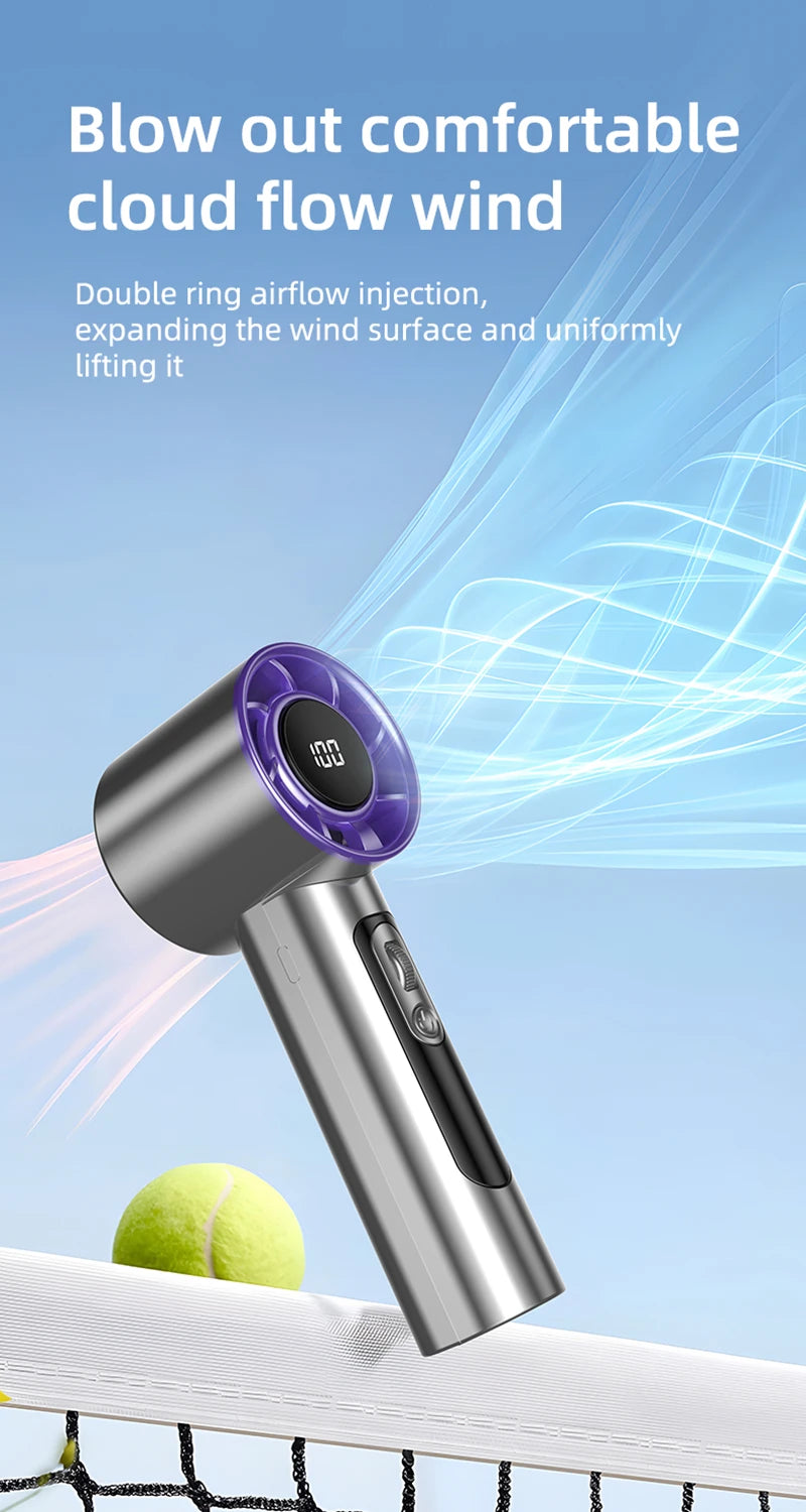 Turbo Handheld Fan Xiaomi F08 with LED Display, 100-Speed Adjustment, Long-Lasting Battery & USB Fast Charging