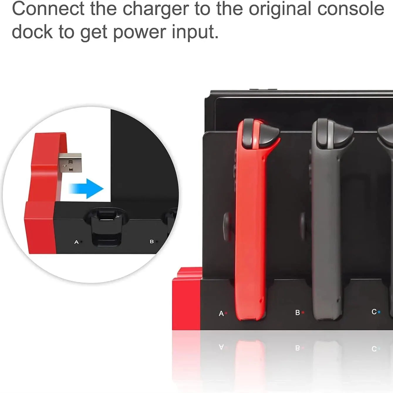 IPEGA Joycon Charger PG-9186 Dock Station for Nintendo Switch & OLED | Charges 4 Controllers Simultaneously | Compact & LED Status Display