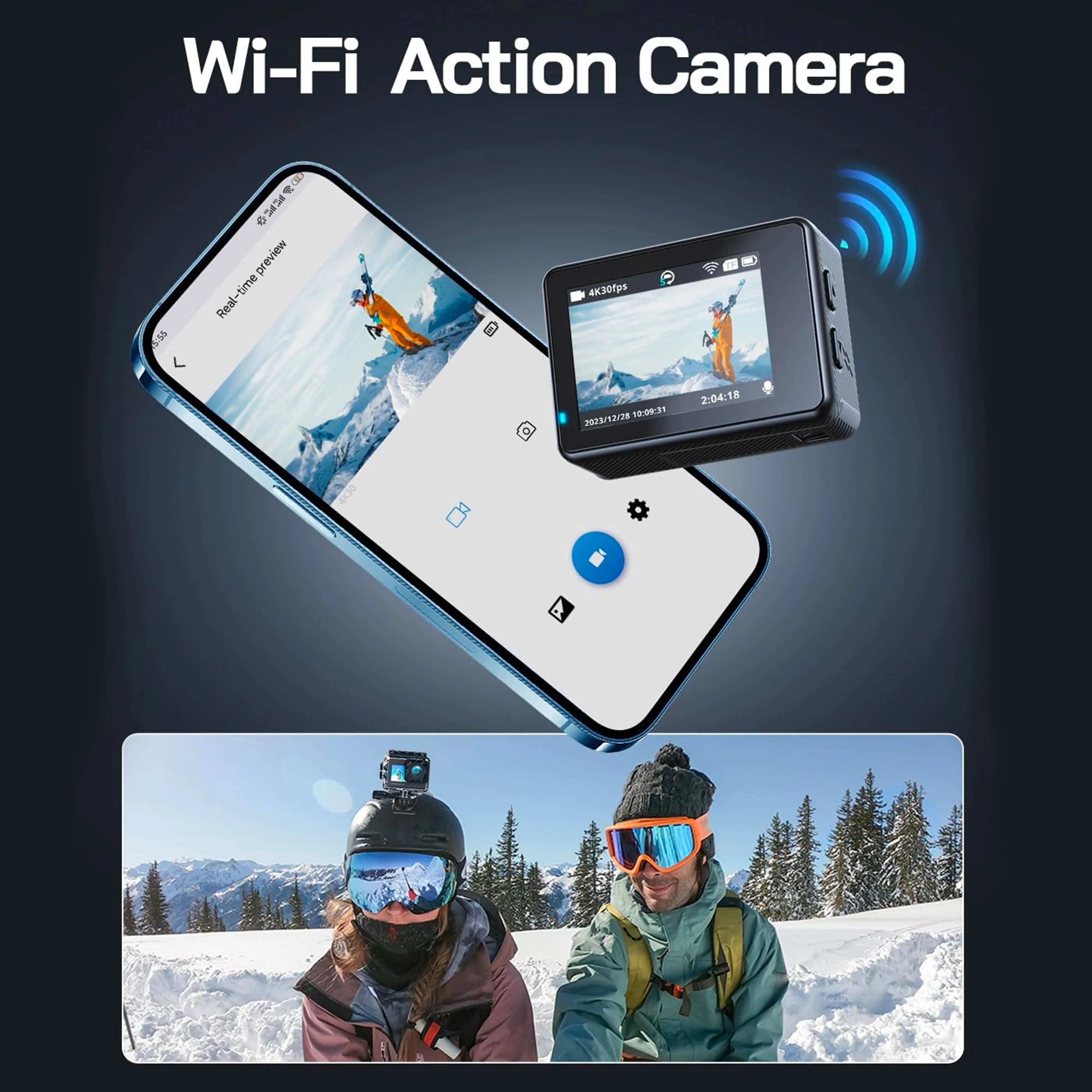 CERASTES Action Camera V11 5K/4K60FPS WiFi Waterproof Sports Cam with Anti-Shake, Remote Control, Dual Screen, and Pro Drive Recording