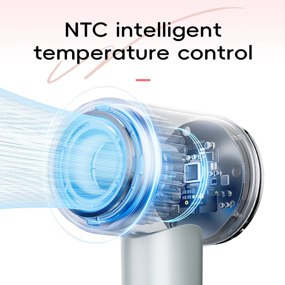 Hair Dryer Professional Leafless Design, Strong Airflow, Quick Drying, Negative Ion Technology, Travel & Home Use