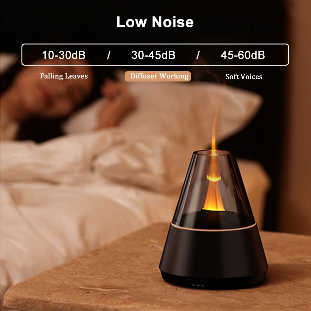 Air Humidifier Aroma Essential Oil Diffuser with Colorful Flame Night Light, USB Mini Fragrance Humidifier for Home and Room