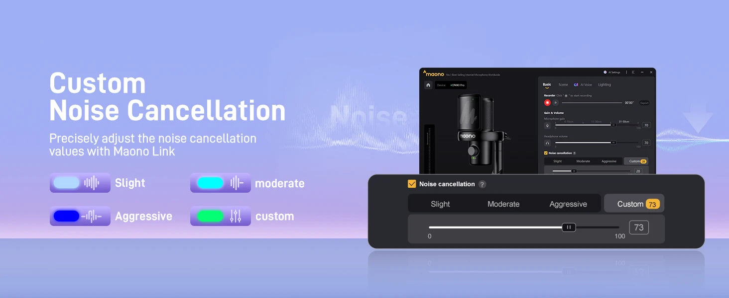 MAONO Wireless Microphone – DM40 USB Condenser Mic with AI Voice Changer, Noise Reduction, Ideal for Gaming, Streaming, PC & Laptop Recording