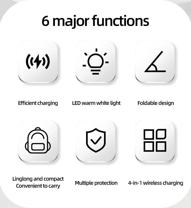 Wireless Charger Dock 4 in 1 Fast Charging Stand with Night Light, MagSafe iPhone 17/16/15/14 Pro Max, Apple Watch, and AirPods Pro 2–8