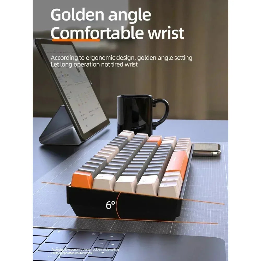 Wolf Keyboard K68 Bluetooth Wireless Dual-Mode, Color Blocking Design, Hot-Swappable Gaming Laptop Keyboard
