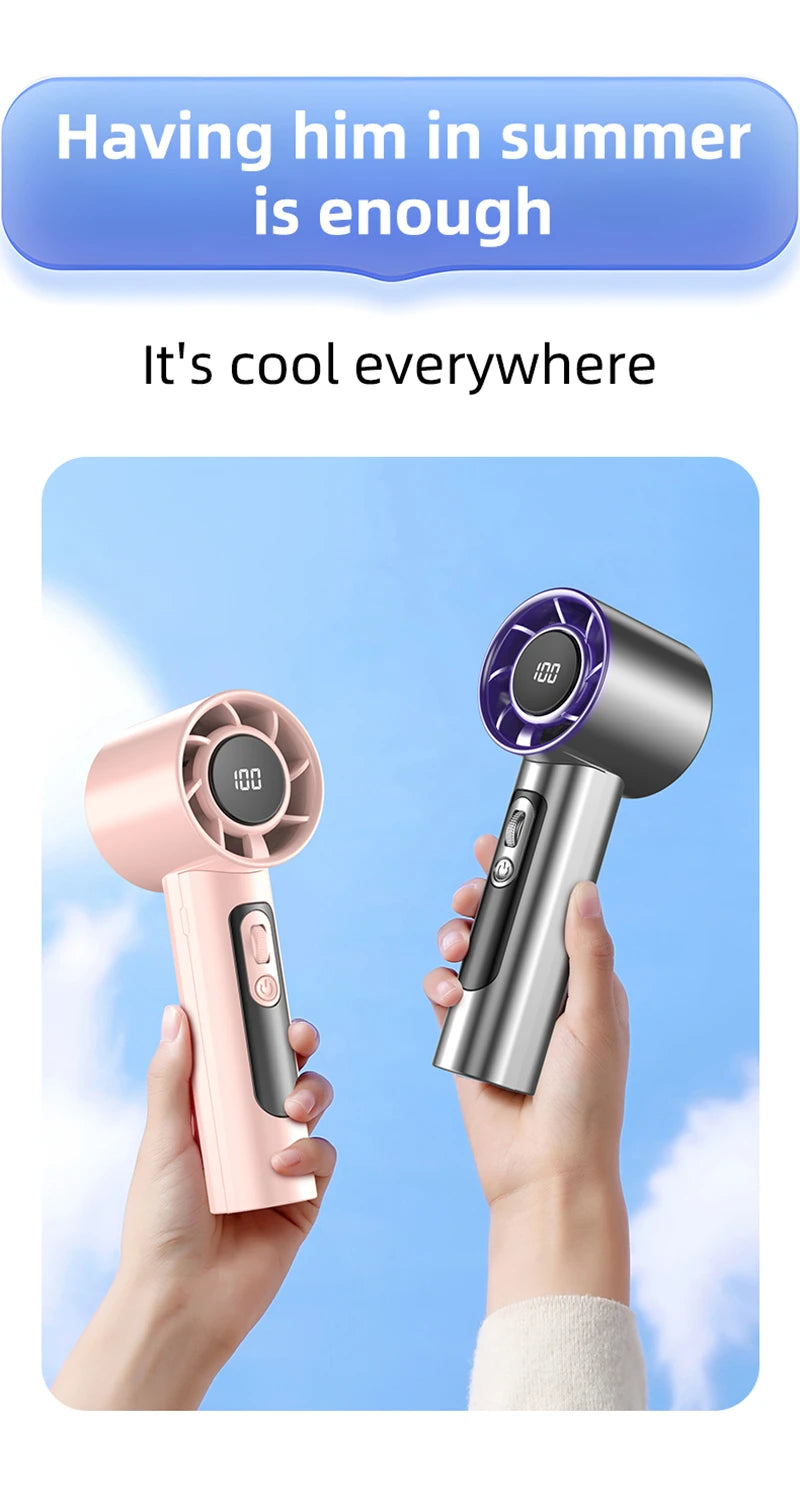 Turbo Handheld Fan Xiaomi F08 with LED Display, 100-Speed Adjustment, Long-Lasting Battery & USB Fast Charging