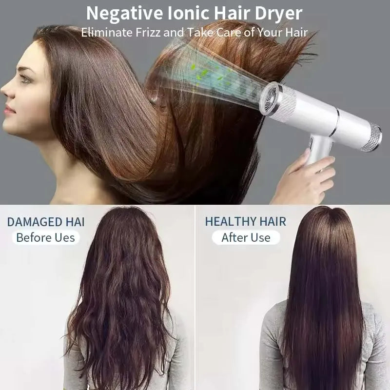 Hair Dryer Professional Negative Ion Technology, Fast Drying, Low Noise, Compact and Portable Styling Tool