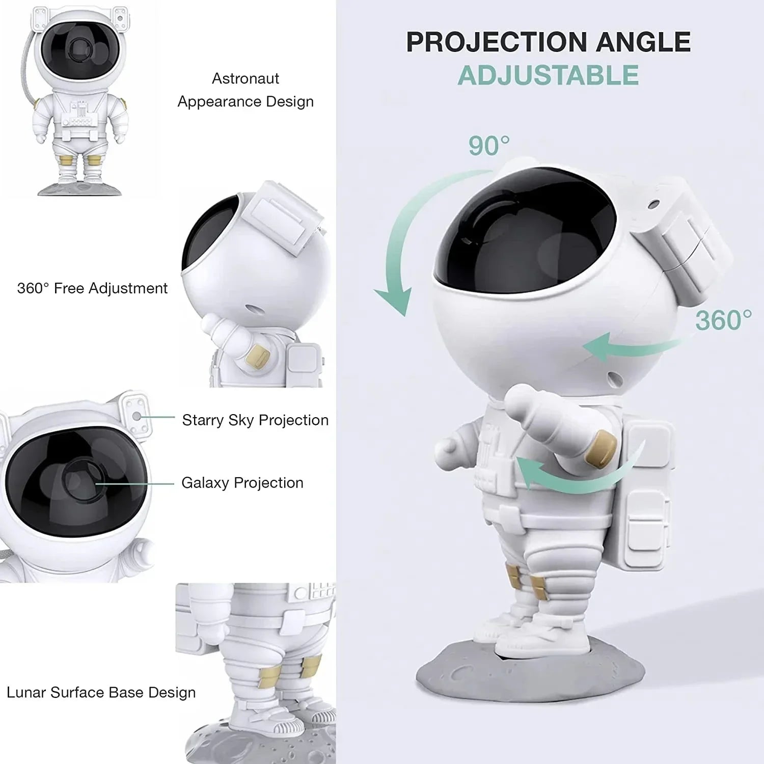 Spaceman Lamp Seven-Color Night Light Projector with 8 Nebula Effects, Remote Control Star Projection for Indoor Bedroom Use