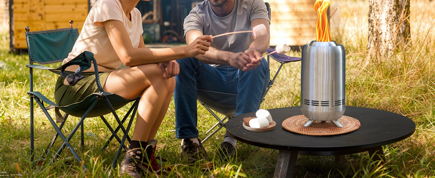 Fire Pit Table 6.4 Inch Round Smokeless Stainless Steel Portable Mesa Stove for Outdoor Travel