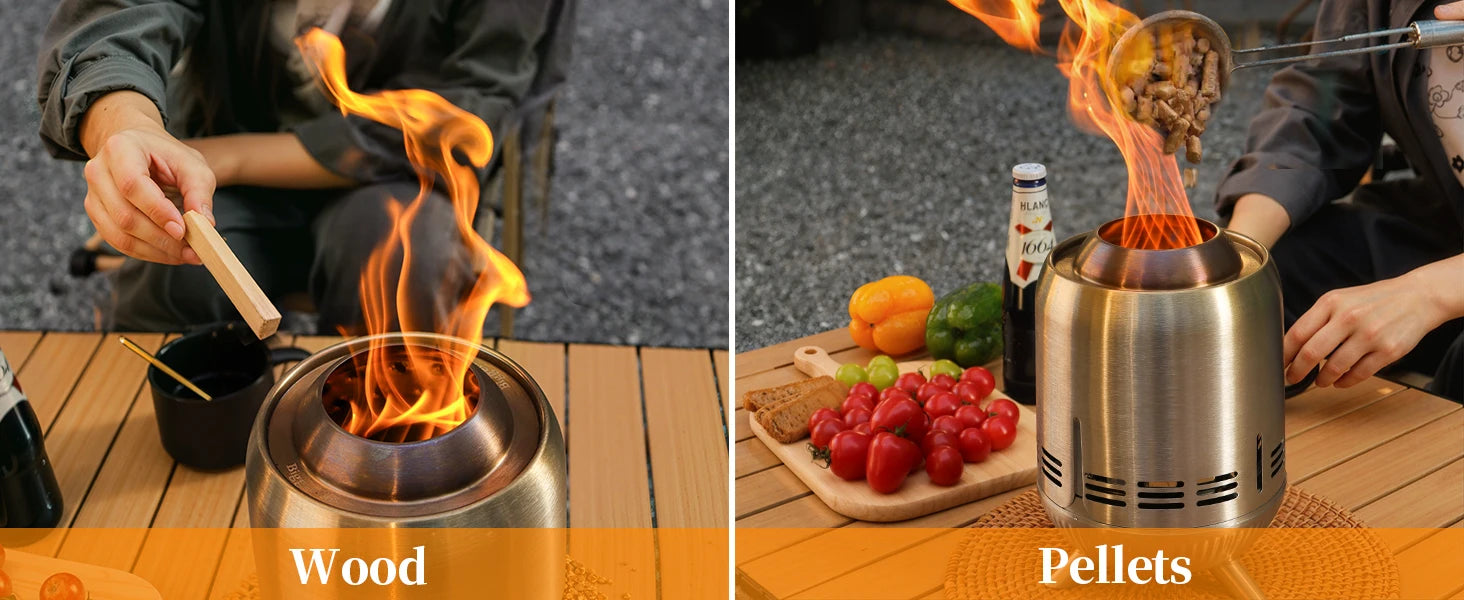Fire Pit Table 6.4 Inch Round Smokeless Stainless Steel Portable Mesa Stove for Outdoor Travel