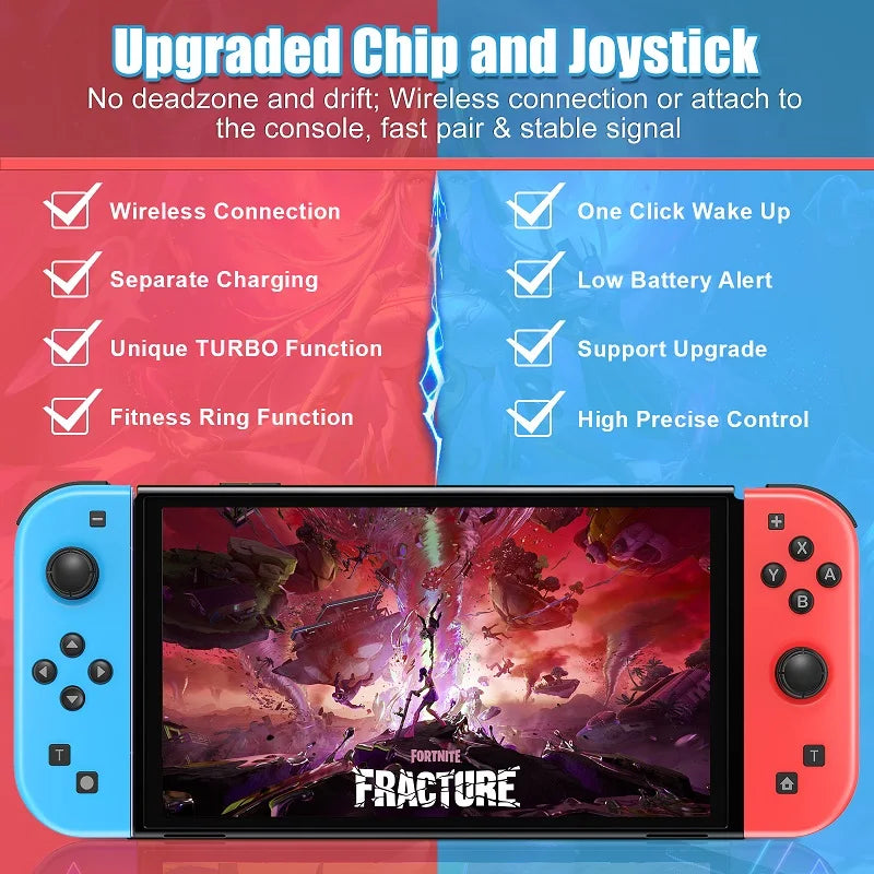 NS Joycons Controller Bluetooth Wireless Gamepad for Switch, Vibration, Turbo, Wake-Up, Gaming Handle & Joystick Control