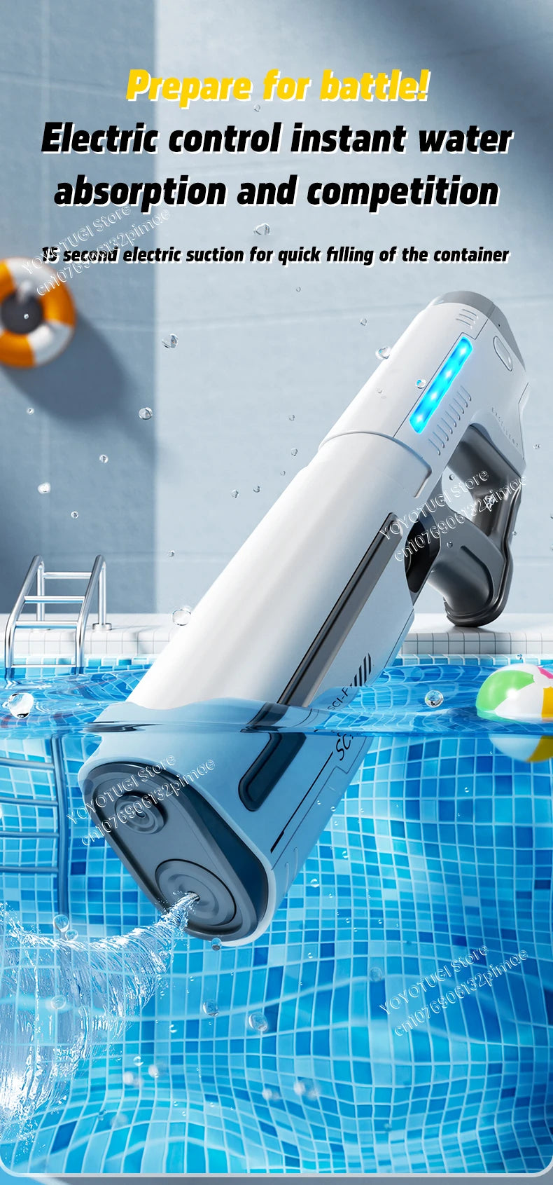 Water Blaster Pro – Fully Automatic Electric Water Gun with Large Capacity and Self-Absorbing System | Summer Outdoor Toy Gift for Kids