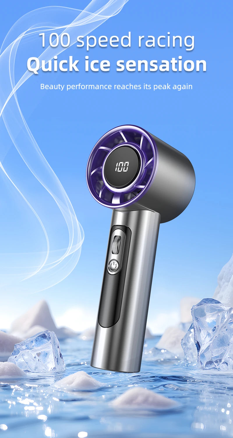 Turbo Handheld Fan Xiaomi F08 with LED Display, 100-Speed Adjustment, Long-Lasting Battery & USB Fast Charging