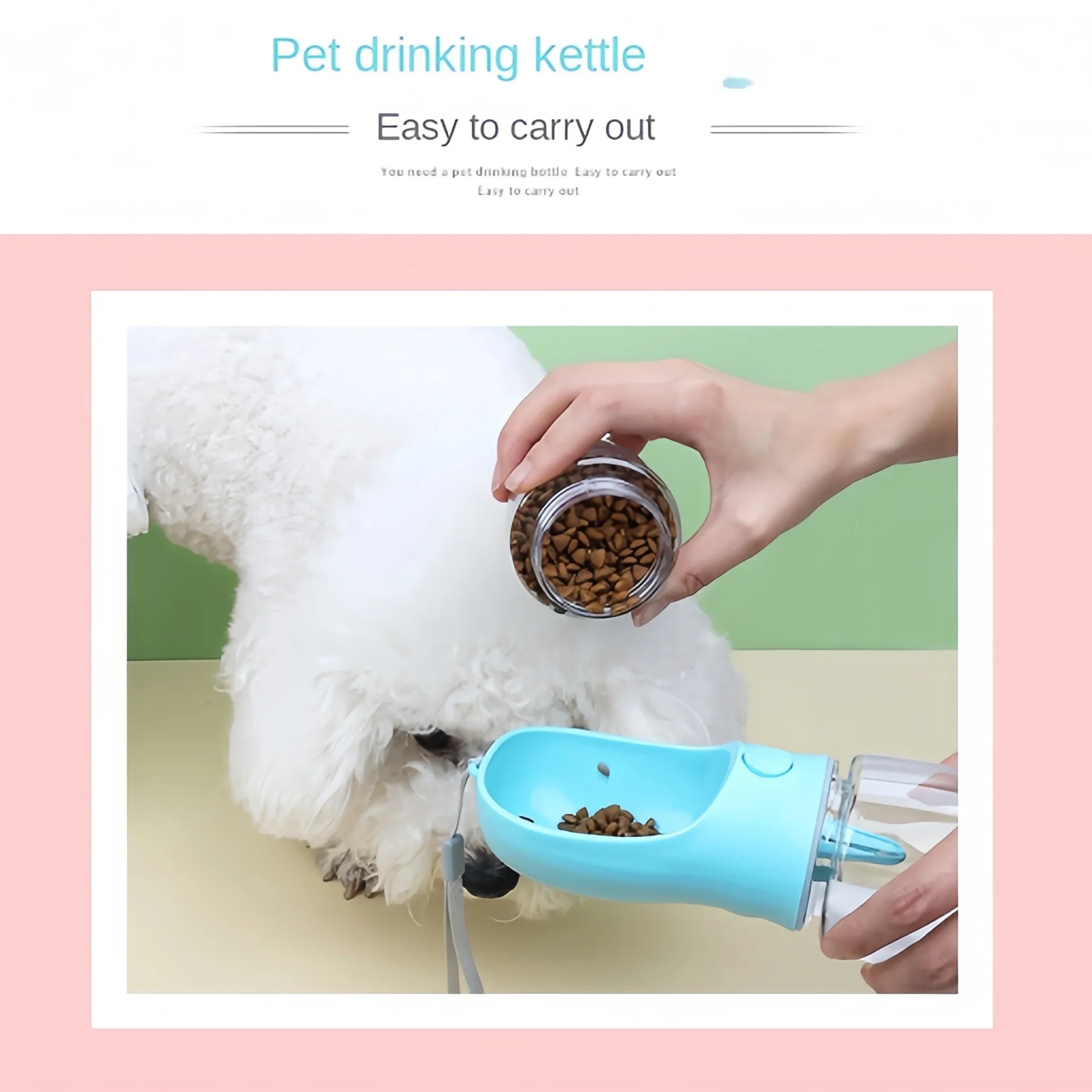 Portable Pet Bottle 550ml with Food and Water Container, Travel Feeder Bowl for Dogs and Cats, Outdoor Leak-Proof Dispenser for Puppies and Small Pets