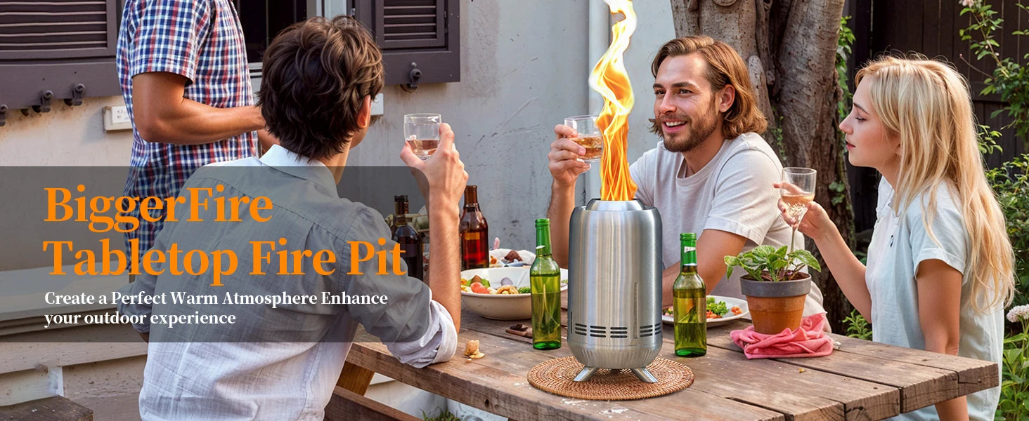 Fire Pit Table 6.4 Inch Round Smokeless Stainless Steel Portable Mesa Stove for Outdoor Travel