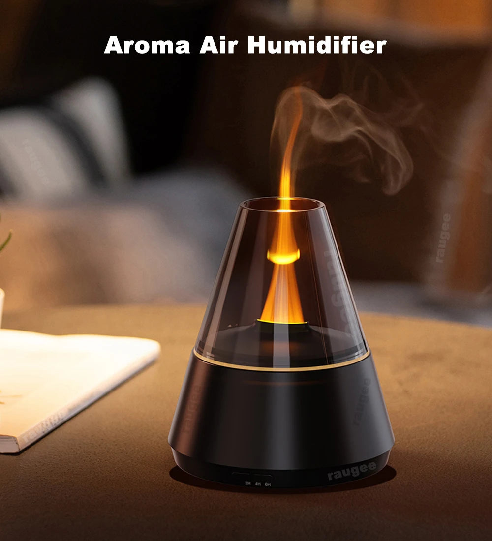Air Humidifier Aroma Essential Oil Diffuser with Colorful Flame Night Light, USB Mini Fragrance Humidifier for Home and Room