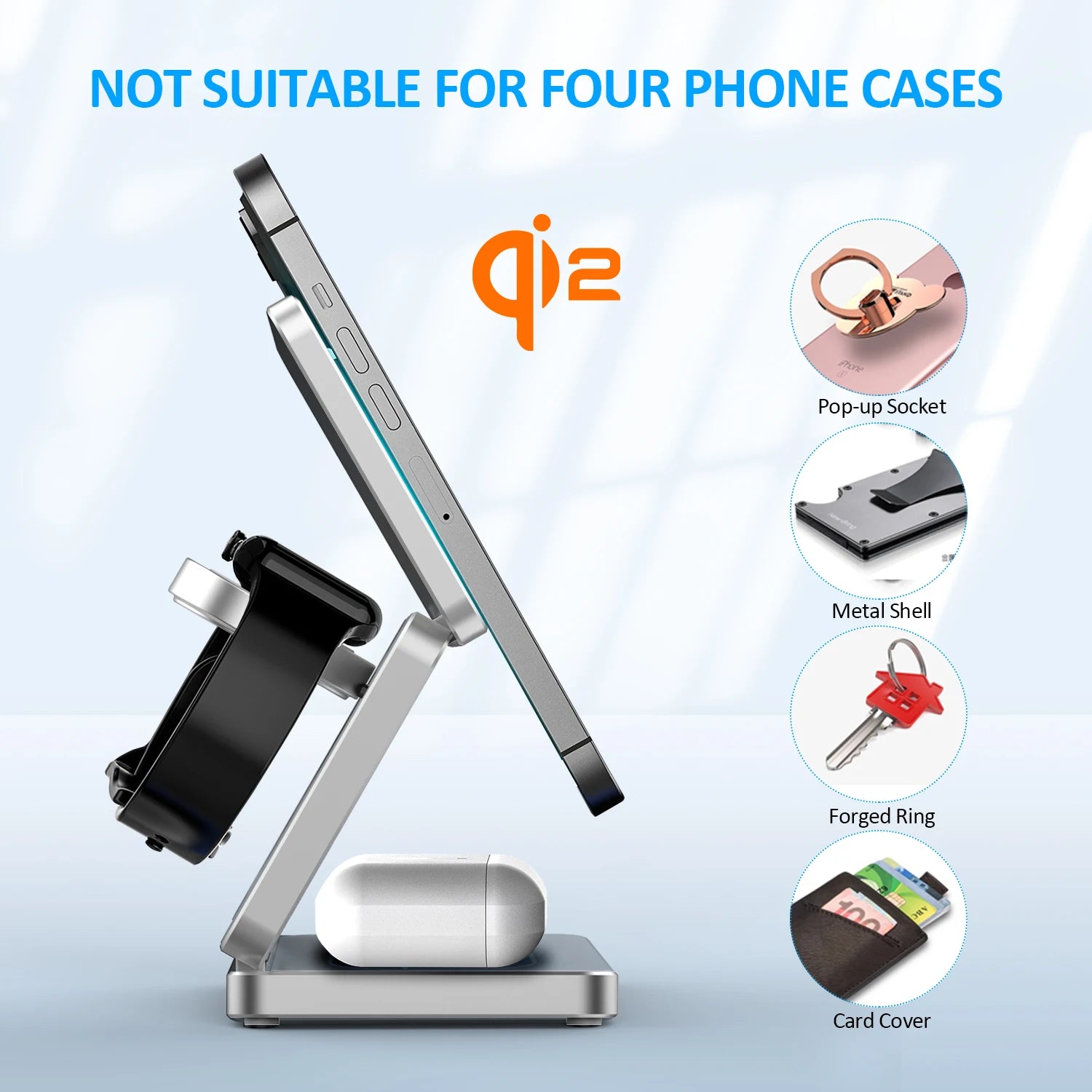 Magnetic Charger Station – Qi2 3-in-1 15W Fast Wireless Charging Dock for iPhone 16/15/14/13, Apple Watch & AirPods, Foldable Design
