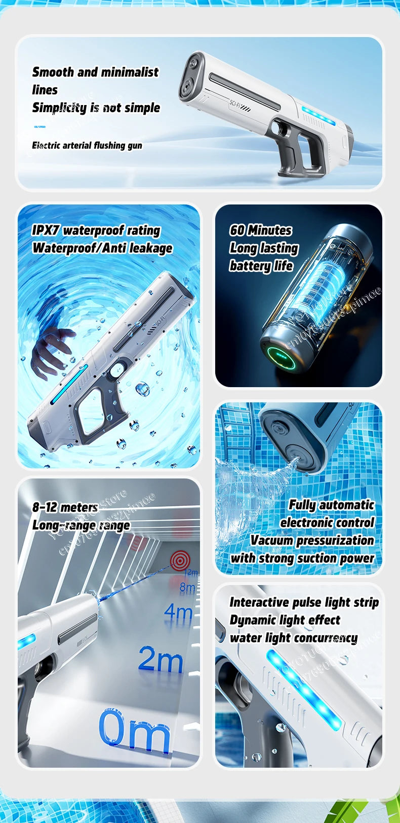 Water Blaster Pro – Fully Automatic Electric Water Gun with Large Capacity and Self-Absorbing System | Summer Outdoor Toy Gift for Kids