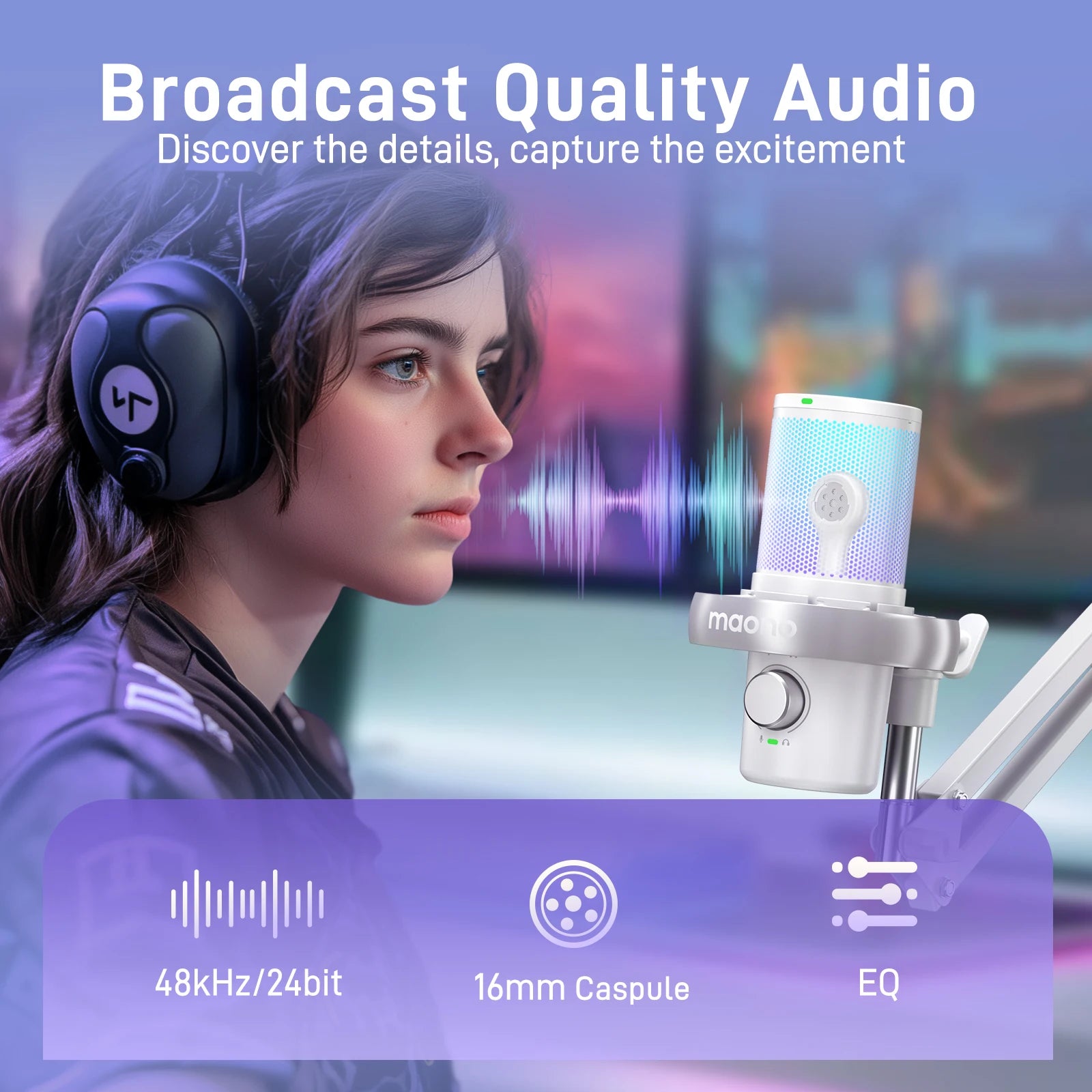 MAONO Wireless Microphone – DM40 USB Condenser Mic with AI Voice Changer, Noise Reduction, Ideal for Gaming, Streaming, PC & Laptop Recording