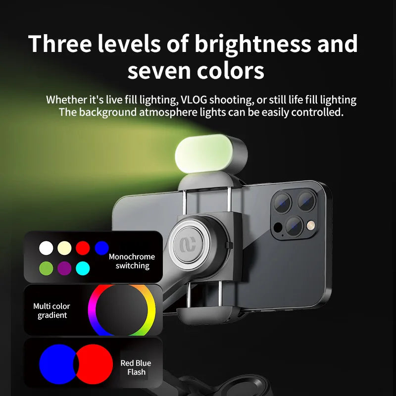 Smartphone Gimbal Stabilizer AOCHUAN 3-Axis Handheld Mount with Fill Light, Face Tracking, and Vlogging Mode for iPhone and Android (Smart XE)
