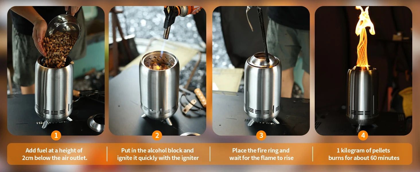 Fire Pit Table 6.4 Inch Round Smokeless Stainless Steel Portable Mesa Stove for Outdoor Travel