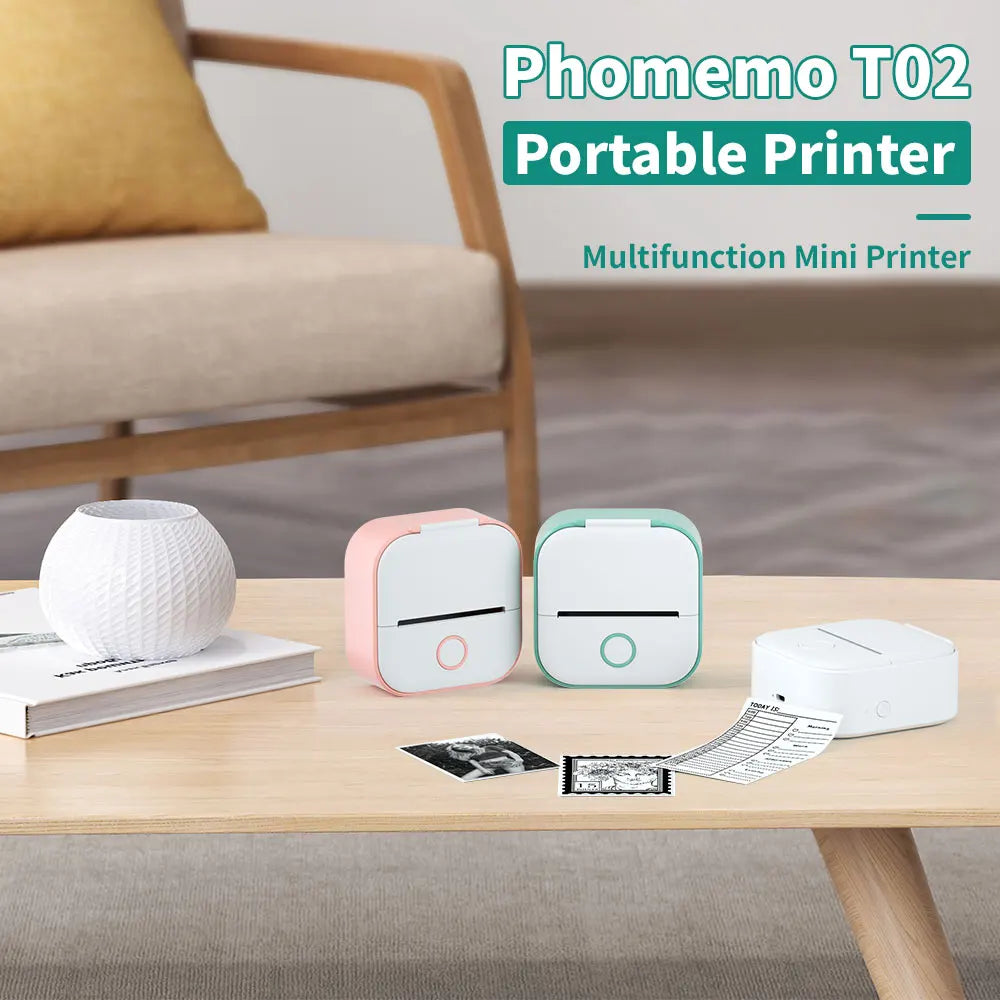 Phomemo Mini Printer Portable Thermal Printer 203dpi, Wireless Bluetooth, USB Cable Included, Prints Photos, Labels, Memos & To-Do Lists