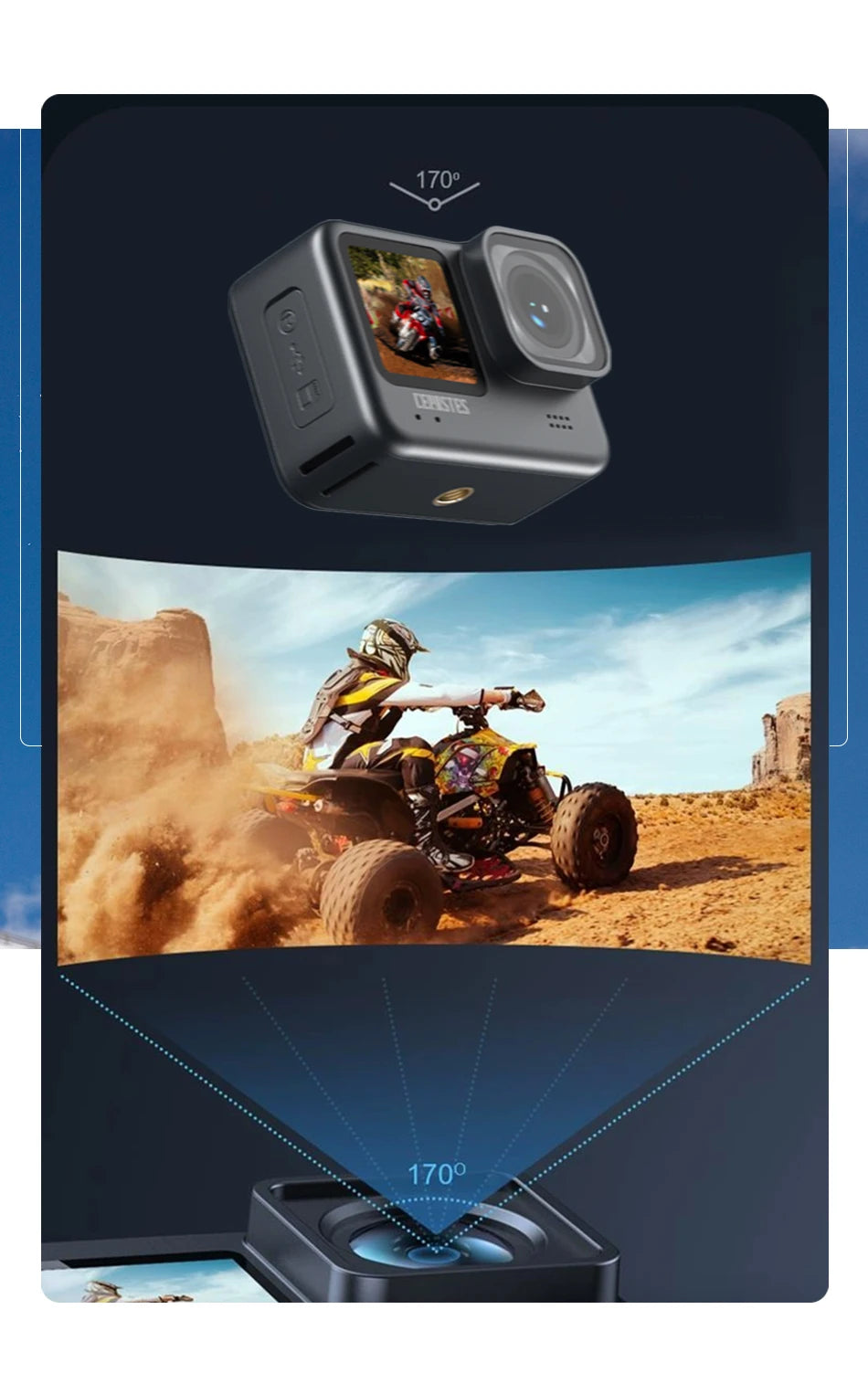 CERASTES Action Camera V11 5K/4K60FPS WiFi Waterproof Sports Cam with Anti-Shake, Remote Control, Dual Screen, and Pro Drive Recording