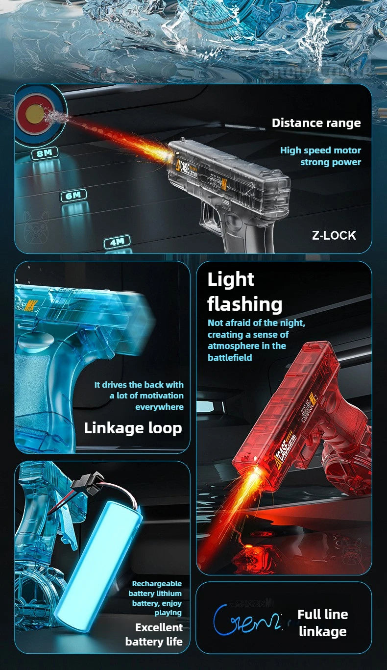 Electric Water Blaster – Full-Auto Summer Shooting Toy for Kids, Teens & Adults | Beach Fun Game Pistol