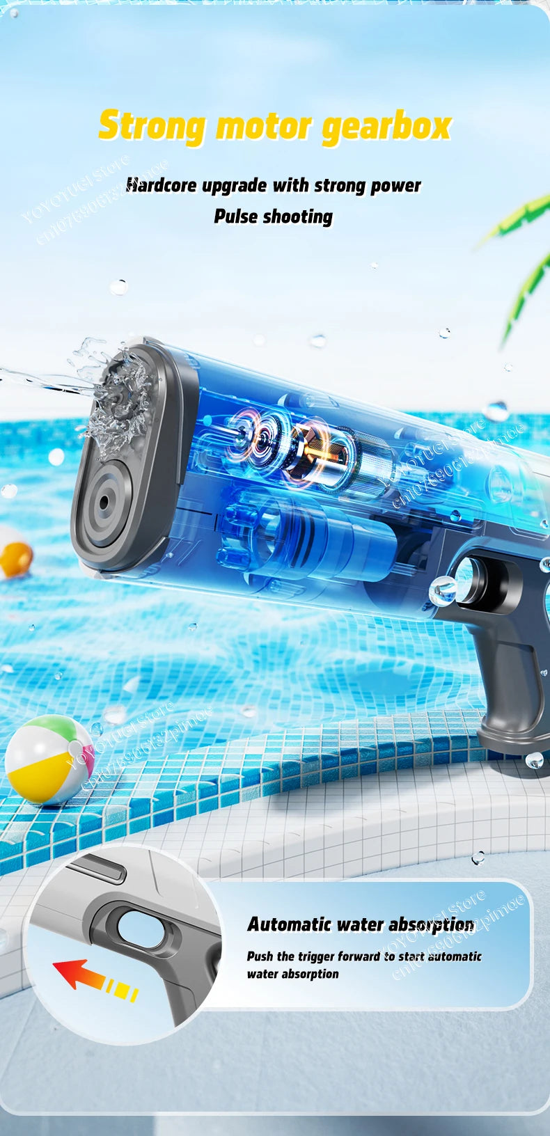 Water Blaster Pro – Fully Automatic Electric Water Gun with Large Capacity and Self-Absorbing System | Summer Outdoor Toy Gift for Kids