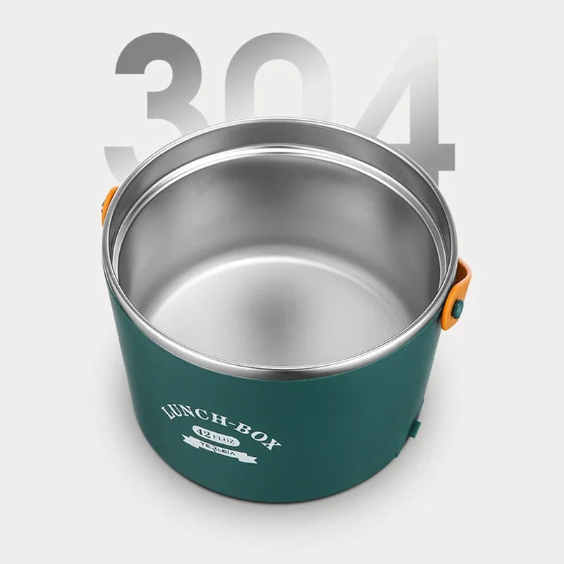 Portable Lunch Box Electric Stainless Steel Food Warmer with Cutlery for Office, Car, Travel & Picnic | 12V 24V 110V 220V Thermostat Heater
