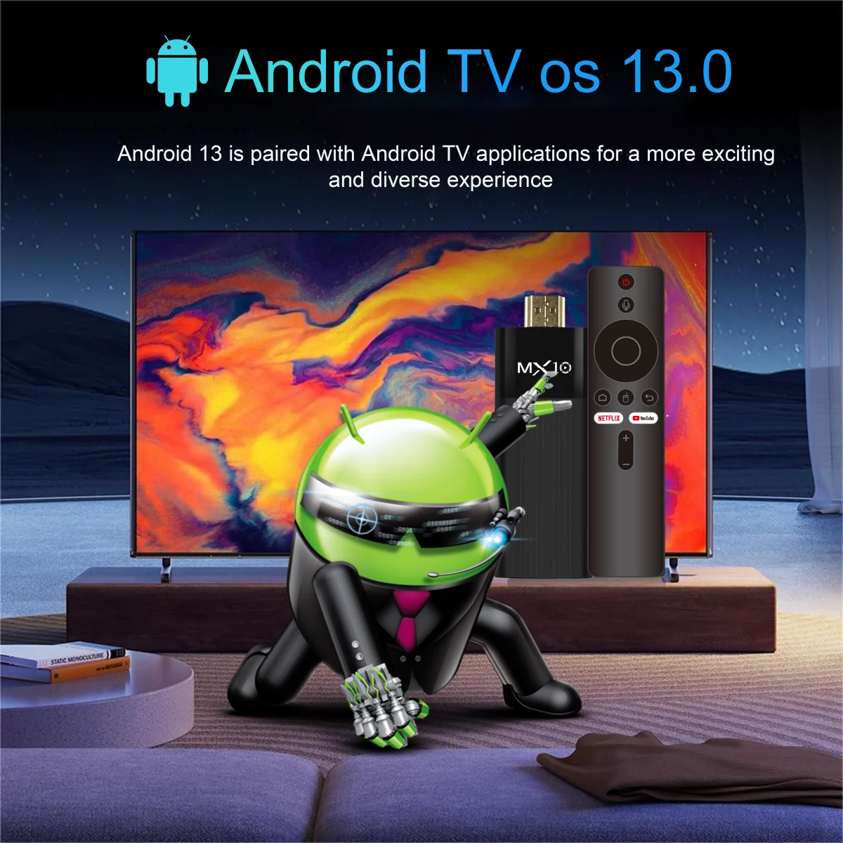 MX10-F3 TV Stick 4K Android 11 with All winner H313, Dual-Band WiFi 2.4G/5G, 2GB RAM 16GB Storage, TV Box Alternative to Fire Stick
