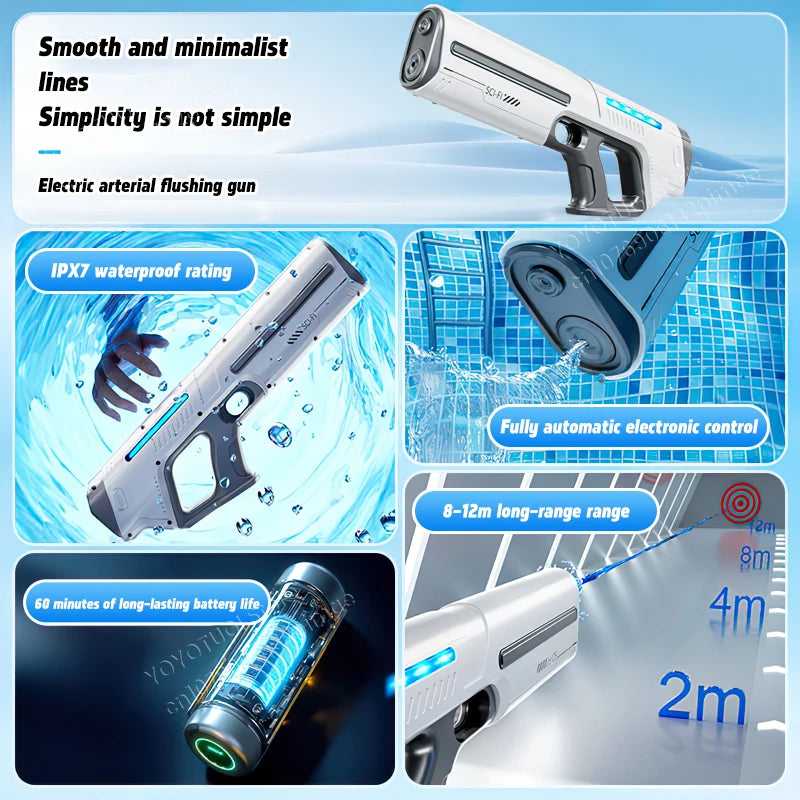 Water Blaster Pro – Fully Automatic Electric Water Gun with Large Capacity and Self-Absorbing System | Summer Outdoor Toy Gift for Kids