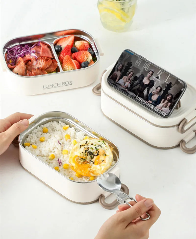 Thermal Bento Box 1500ml Double-Layer Stainless Steel 304 Lunch Container with Insulation Bag, Leak-Proof Food Storage for Adults and Students