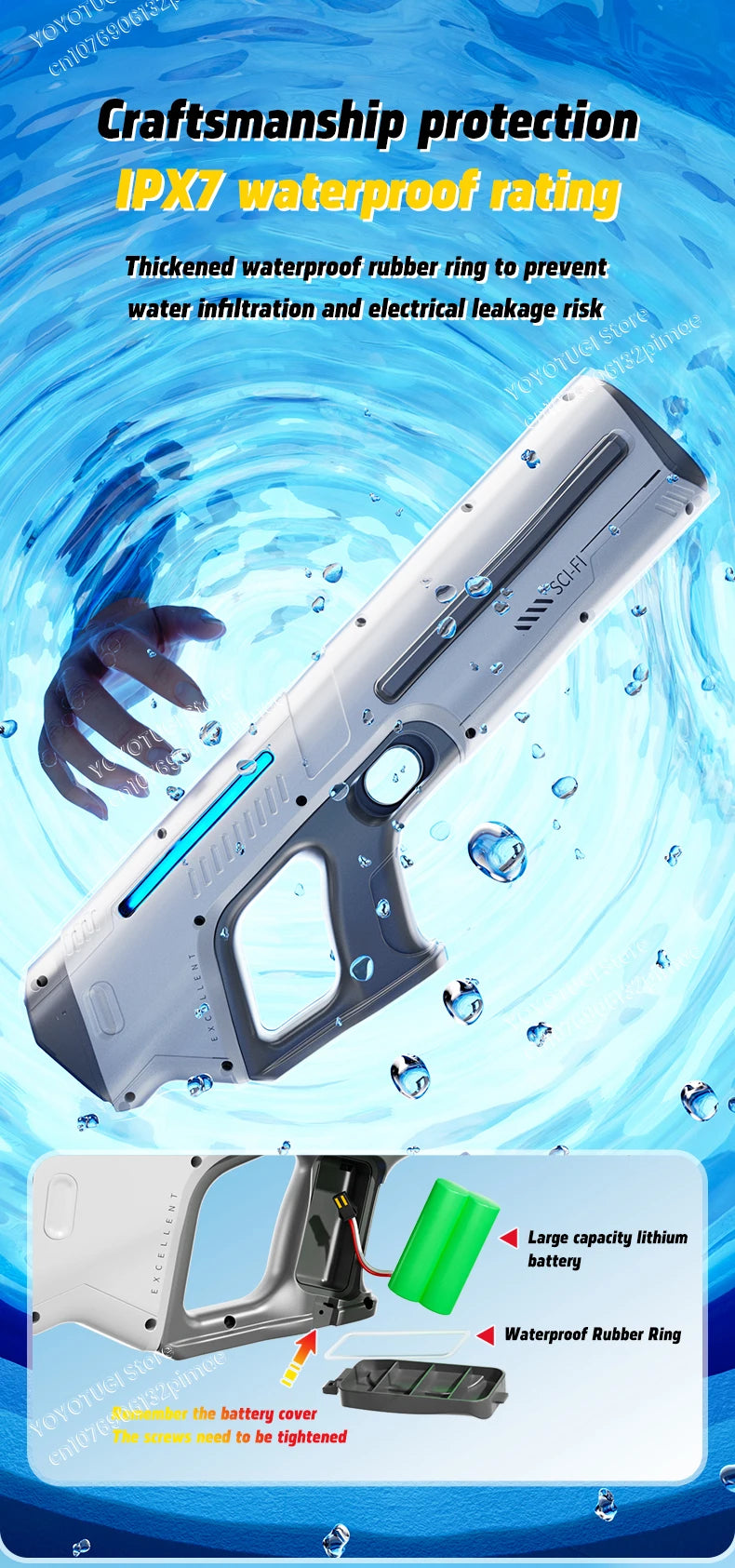 Water Blaster Pro – Fully Automatic Electric Water Gun with Large Capacity and Self-Absorbing System | Summer Outdoor Toy Gift for Kids