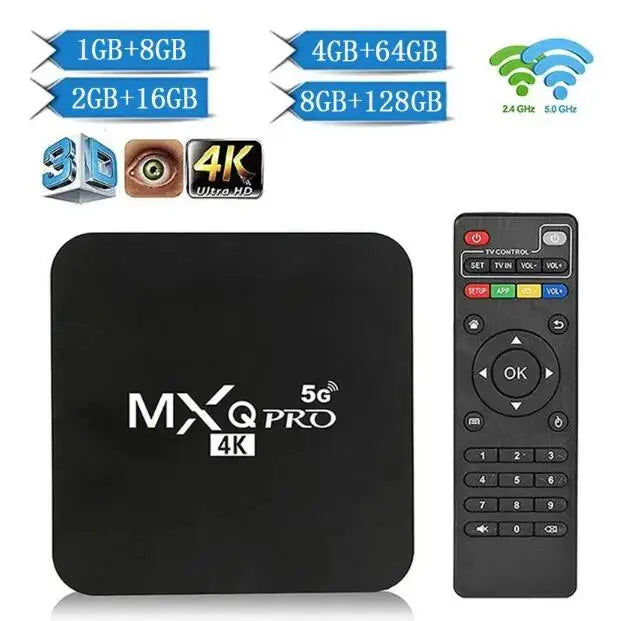 MXQ PRO 4K Android 10 Smart TV Box with RK3228, Dual-Band WiFi, Quad-Core Processor, 3D Video Playback, Home Theater Media Player