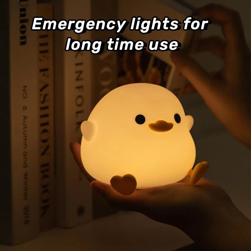 Duoduo Duck Cute Night Light with Touch Control, Rechargeable Lamp for Bedroom and Living Room
