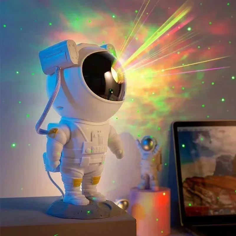 Spaceman Lamp Seven-Color Night Light Projector with 8 Nebula Effects, Remote Control Star Projection for Indoor Bedroom Use