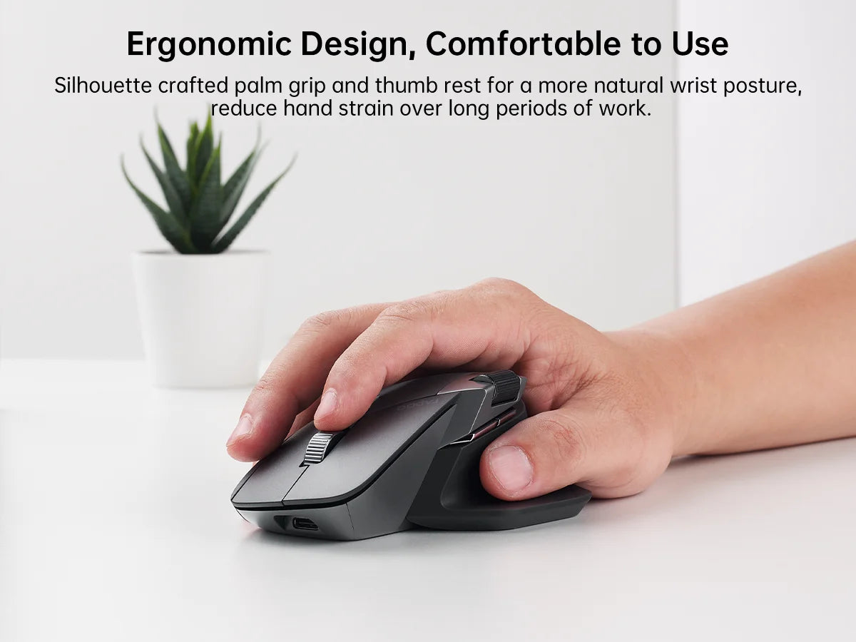 Ergonomic Wireless Mouse – Rapoo MT760L Multi-Mode Rechargeable Mouse, 4000 DPI, Supports up to 4 Devices via Bluetooth and 2.4G