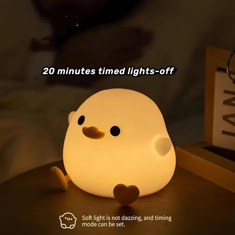Duoduo Duck Cute Night Light with Touch Control, Rechargeable Lamp for Bedroom and Living Room