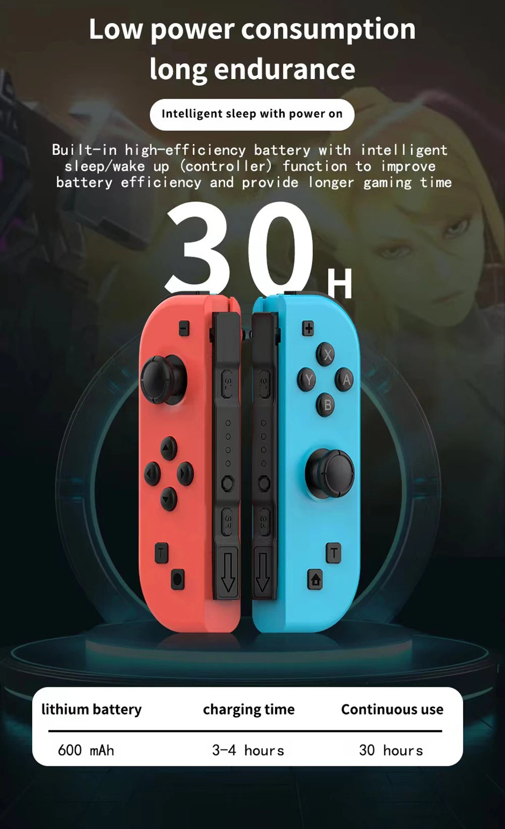 NS Joycons Controller Bluetooth Wireless Gamepad for Switch, Vibration, Turbo, Wake-Up, Gaming Handle & Joystick Control