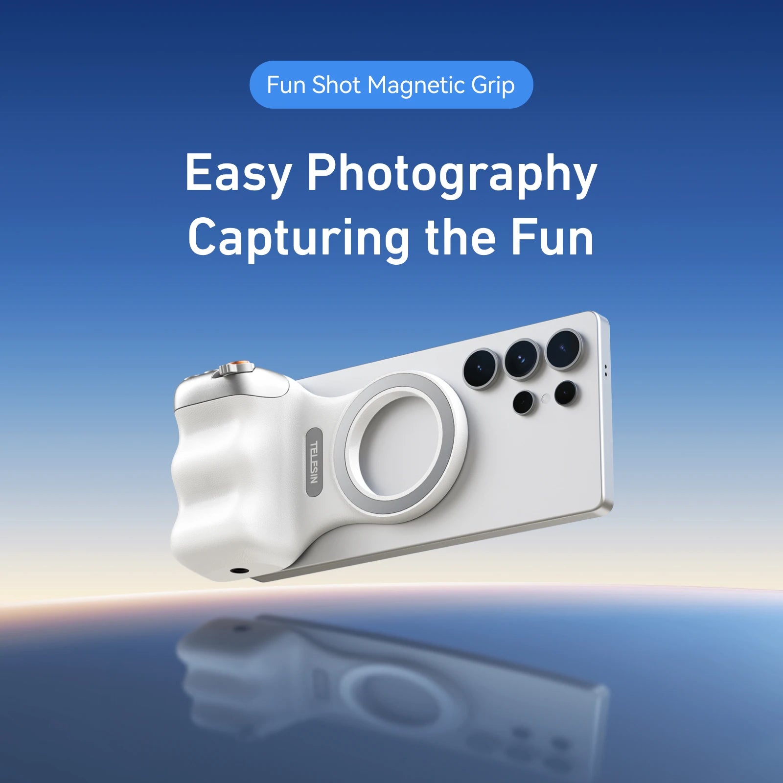 TELESIN Camera Grip Magnetic Phone Holder with Shooting Aid and Remote Control for iPhone and Android Devices