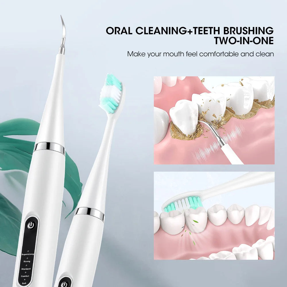 Sonic 2-in-1 Electric Oral Hygiene Kit with Scaler and Toothbrush for Deep Cleaning - Tartar, Plaque, and Stain Removal