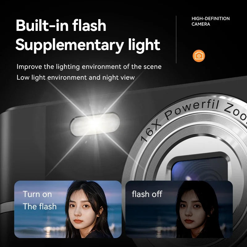 Xiaomi Digital Camera – 4K 50MP Compact Video Recorder with 16X Zoom, Anti-Shake, Flash, and Outdoor Shooting Features