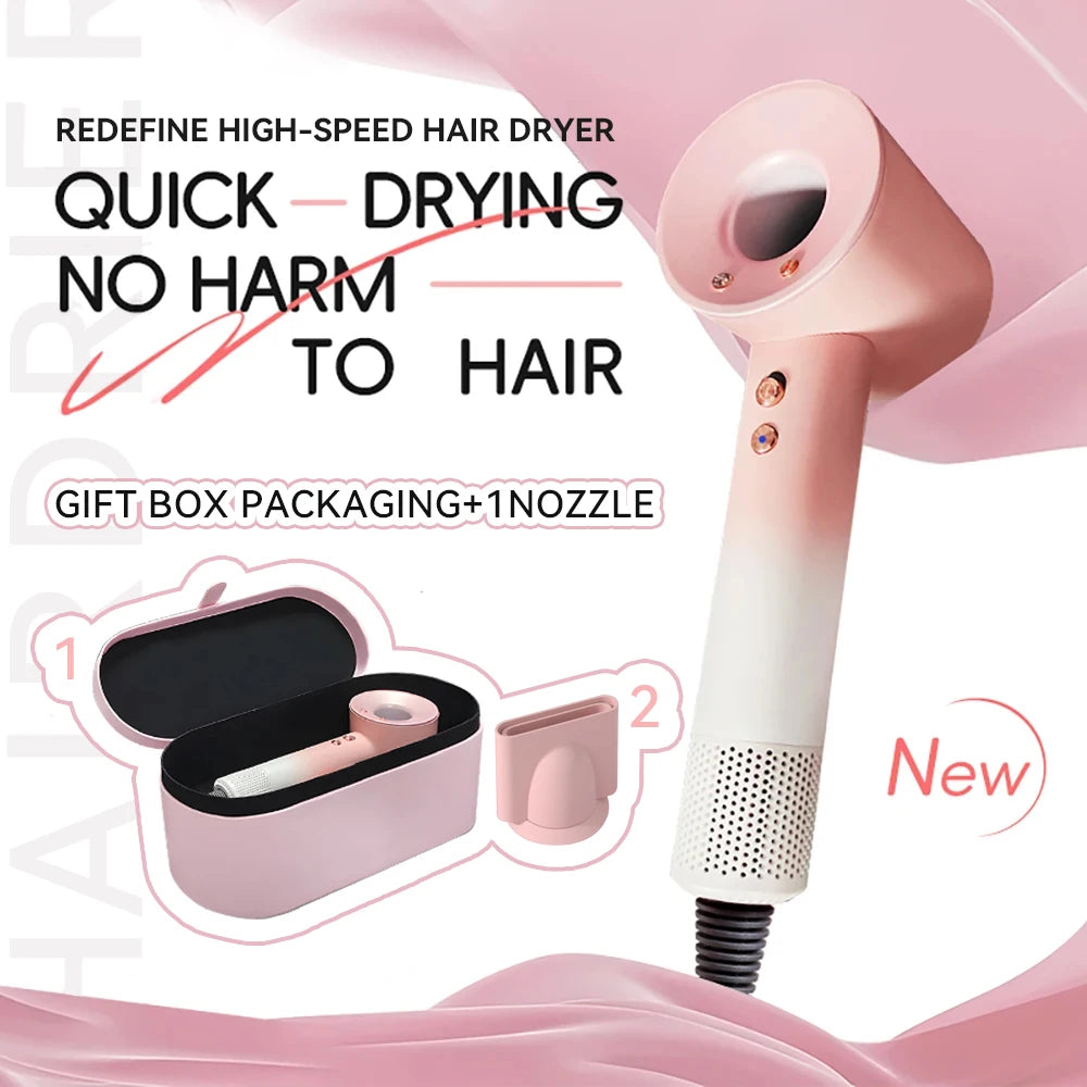 Hair Dryer Professional Leafless Design, Strong Airflow, Quick Drying, Negative Ion Technology, Travel & Home Use