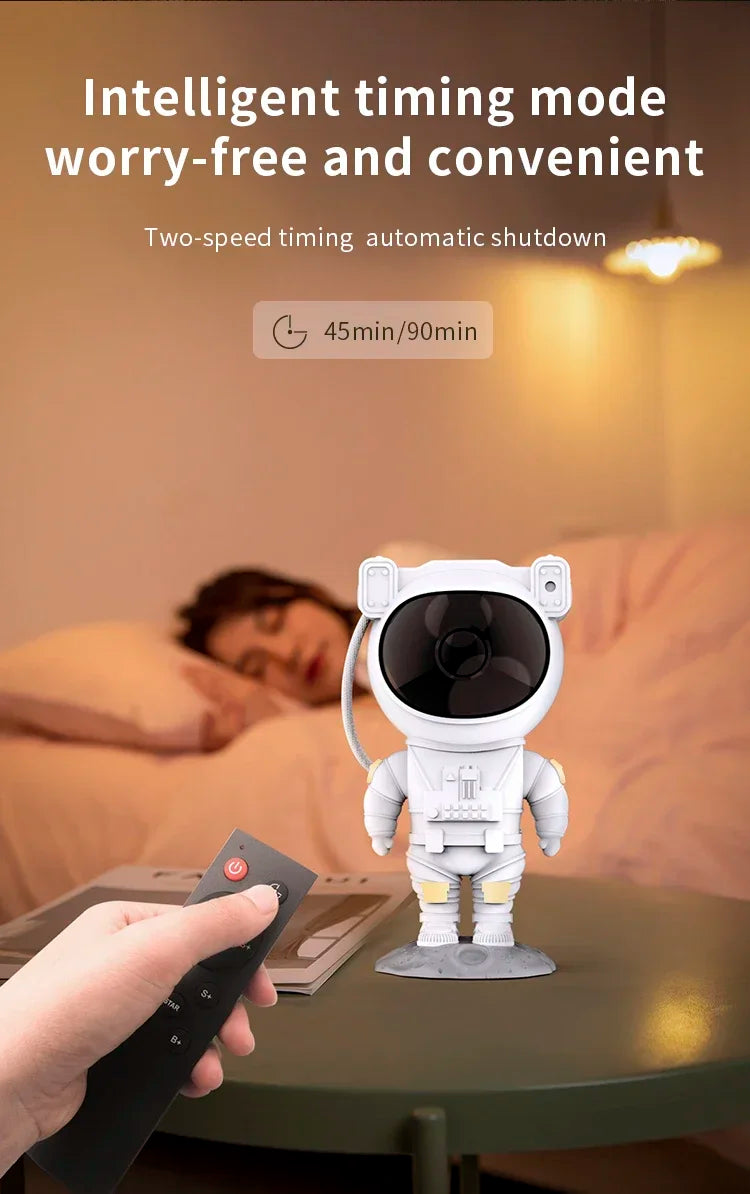 Spaceman Lamp Seven-Color Night Light Projector with 8 Nebula Effects, Remote Control Star Projection for Indoor Bedroom Use