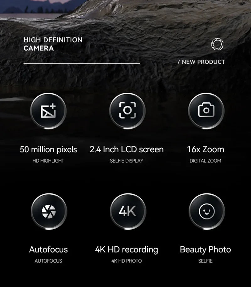 Xiaomi Digital Camera – 4K 50MP Compact Video Recorder with 16X Zoom, Anti-Shake, Flash, and Outdoor Shooting Features