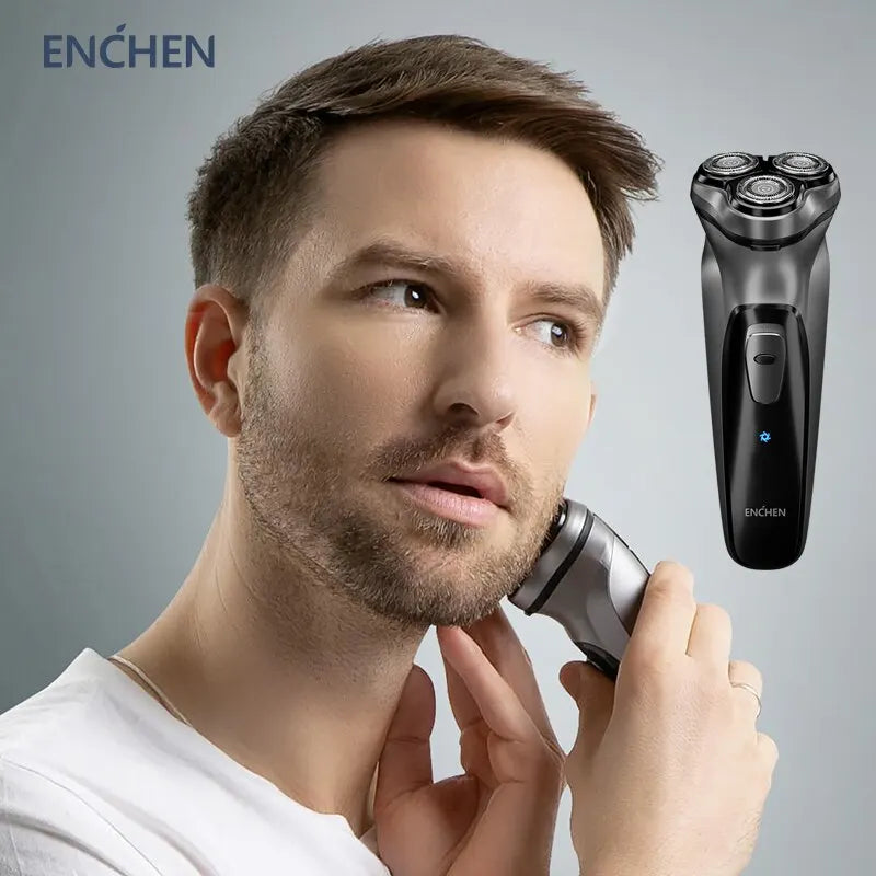 ENCHEN Rotary Shaver Blackstone 3D Floating Blade Electric Razor for Men | USB-C Rechargeable & Washable Beard Trimmer