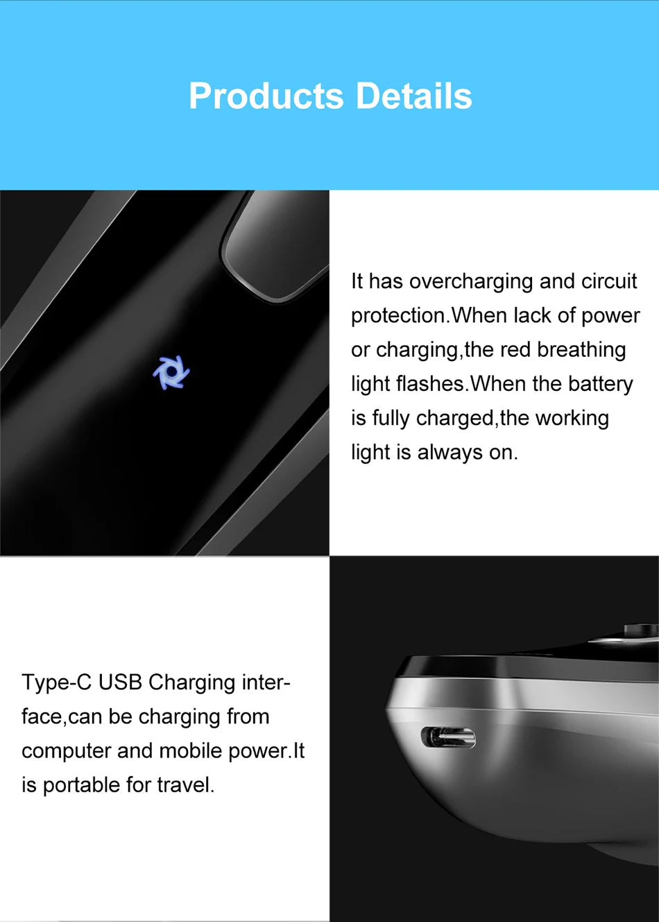 ENCHEN Rotary Shaver Blackstone 3D Floating Blade Electric Razor for Men | USB-C Rechargeable & Washable Beard Trimmer